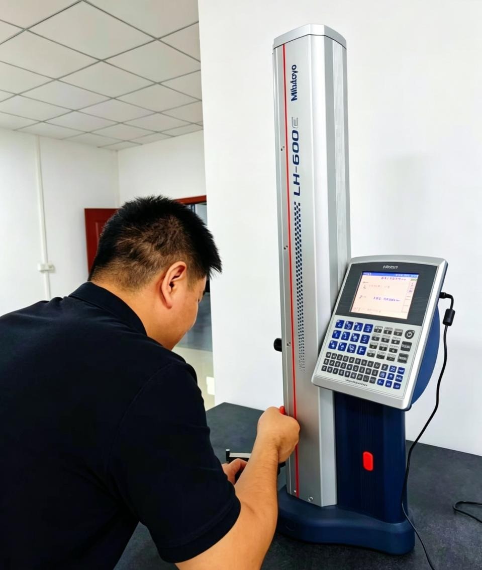 Mitutoyo LH-600 height gauge on the inspection bench